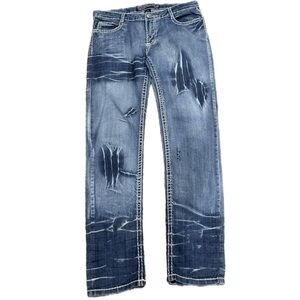 👖🛹 SNC Sour N Cream Bling Pocket Jeans | Distressed Y2K Sz 7/8